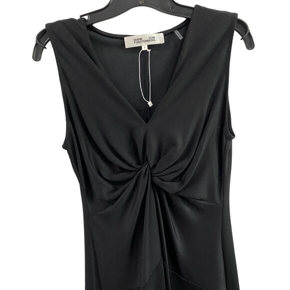 DVF Diane Von Furstenberg Black V Neck Wool Blend Knee Length Dress Sz Small - Picture 4 of 10